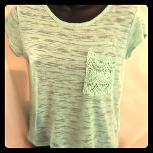 Sheer teal top! 💙 w/ pocket